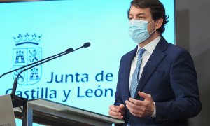 El presidente de la Junta de Castilla y León, Alfonso Fernández Mañueco durante una rueda de prensa en Valladolid, Castilla y León (España), a 11 de marzo de 2021.