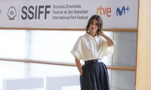 Paz Vega durante la presentanción del rodaje de 'El lodo' en el Festival de cine de San Sebastián. En San Sebastián (País Vasco) a 21 de septiembre de 2020.