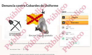 Página de 'gofundme' abierta en nombre de 'Tercios Viejos españoles' por el coronel jefe de Inteligencia del Mando Operativo de Defensa, Luis García-Mauriño, contra el grupo de alertadores Ciudadanos de Uniforme.