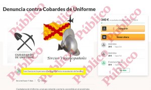 Página de 'gofundme' abierta en nombre de 'Tercios Viejos españoles' por el coronel jefe de Inteligencia del Mando Operativo de Defensa, Luis García-Mauriño, contra el grupo Ciudadanos de Uniforme, que ya ha sido eliminada.