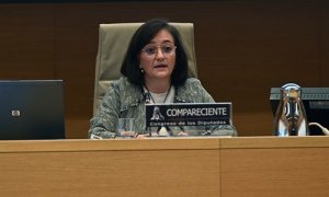 La presidenta de la Autoridad Independiente de Responsabilidad Fiscal (AIReF), Cristina Herrero, durante su comparecencia en la Comisión de Hacienda del Congreso