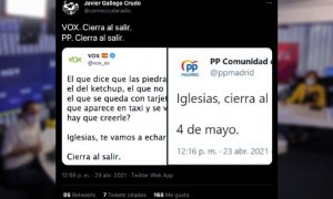 El PP publica y luego borra un tuit (muy similar a otro de Vox) en el que decía a Iglesias: "Cierre al salir"