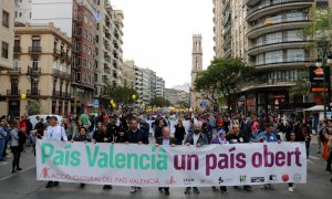 Capçalera de la manifestació del 25 d'abril de 2018 a València.