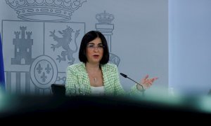 La ministra de Sanidad, Carolina Darias, comparece en rueda de prensa para informar de lo tratado en el Consejo Interterritorial de Salud, este miércoles en Madrid.