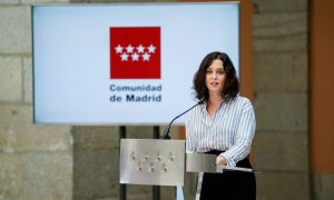 La presidenta de la Comunidad de Madrid y candidata a la reelección, Isabel Díaz Ayuso, durante la rueda de prensa posterior a la reunión del Consejo de Gobierno regional, a 12 de mayo de 2021, en Madrid (España)