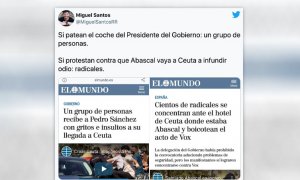 Si protestan contra Sánchez son "personas", si es contra Abascal, "radicales": la diferencia de titulares que ha cabreado a los tuiteros