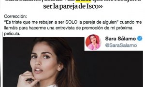 El zasca de la actriz Sara Sálamo por un titular que alude a su pareja: "Criticar el machismo con titulares machistas no me sirve"