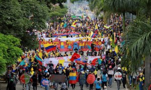 Marcha de protesta contra el Gobierno en Cali, Colombia.