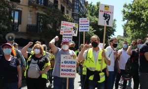 Una imatge de la manifestació d'aquest dissabte en contra de la reforma de les pensions.