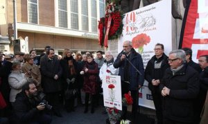 24/1/2017. Alejandro Ruiz-Huerta, el único abogado superviviente de la matanza de Atocha, en un homenaje por los 40 años del atentado terrorista de ultraderecha.