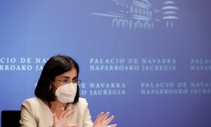 La ministra de Sanidad, Carolina Darias comparece en rueda de prensa tras la reunión del Consejo Interterritorial de Salud que se ha celebrado el pasado miércoles 2 de junio en Pamplona