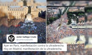 Contra la ultraderecha en Francia, con la ultraderecha en España: el tuit viral sobre las manifestaciones del fin de semana