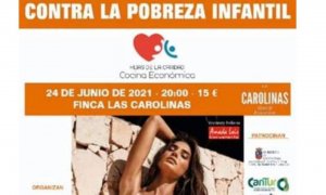 Fragmento del cartel sexista para anunciar el desfile de moda solidario contra la pobreza infantil de la Asociación de Pequeños y Medianos Empresarios, Comerciantes y Autónomos de Cantabria (APEMECAC).