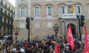 Conentració a Plaça Sant Jaume de Barcelona en suport a l'activista independentista Marcel Vivet el 17 de juny del 2021