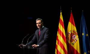 El presidente del Gobierno, Pedro Sánchez, pronuncia la conferencia 'Reencuentro: un proyecto de futuro para toda España', en el Gran Teatre del Liceu de Barcelona, a 21 de junio de 2021, en Barcelona.