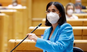 22/06/2021.- La ministra de Sanidad, Carolina Darias, interviene en la sesión de control al Gobierno celebrada este martes en el Senado.