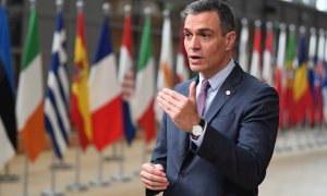 El presidente del Gobierno, Pedro Sánchez, a su llegada al Consejo Europeo que se celebra en Bruselas.