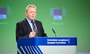 El comisario europeo de Agricultura, Janusz Wojciechowski, ofrece una conferencia de prensa en la sede de la Comisión Europea en Bruselas.