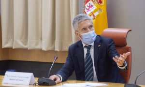 El ministro del Interior, Fernando Grande-Marlaska, durante la presentación del dispositivo de tráfico para este verano y la nueva campaña de concienciación en medios de comunicación de la DGT.