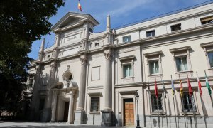 Fachada exterior del Palacio del Senado en Madrid.