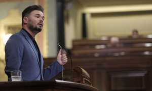 30/06/2021.- El portavoz de ERC en el Congreso, Gabriel Rufián, durante su intervención en la Cámara Baja. E. Parra / Europa Press