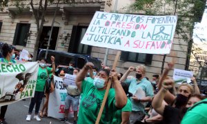 Una protesta de la PAH durant l'actual pandèmia.