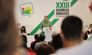 El coordinador general de IU Andalucía, Toni Valero, en la XXIII Asamblea Andaluza de IU.