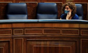 21/07/2021.- La ministra de Hacienda, María Jesús Montero, durante el pleno que este miércoles celebra el Congreso en el que se votan los diferentes decretos ley acordados en los últimos Consejos de Ministros como el de los interinos, el precio de la elec