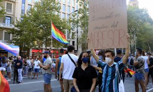 Un momento de la manifestación en Barcelona.