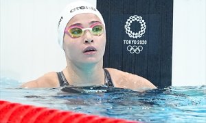 Yusra Mardini compitiendo en los Juegos Olímpicos de Tokio 202O.