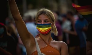 Protesta en contra de la lgbtfobia en Barcelona. 22 de julio de 2021.