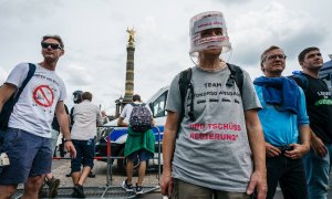 Protestas no autorizadas contra las restricciones para contener la pandemia en Berlín el 1 de agosto de 2021.