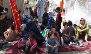 Familias afganas desplazadas.