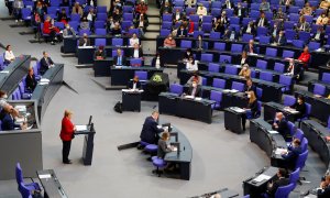 Angela Merkel en el Bundestag.