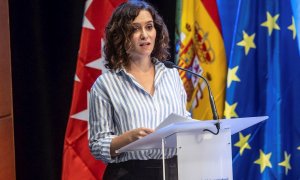 La presidenta de la Comunidad de Madrid, Isabel Diaz Ayuso, durante el acto de apertura del curso academico 2021 - 2022 de las universidades de Madrid.