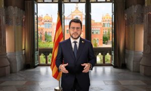 Pere Aragonès, durant el seu missatge instucional per la Diada Nacional de Catalunya d'aquest 2021.