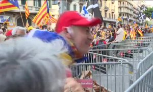 Incidentes en la marcha de la Diada a su paso por la Jefatura Superior de Policía de Barcelona