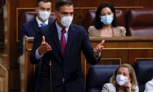 15/09/2021.- El presidente del Gobierno, Pedro Sánchez (i), interviene en la sesión de control al Gobierno celebrada este miércoles en el Congreso. EFE/Juan Carlos Hidalgo