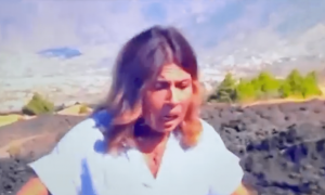 El susto de una reportera de RTVE en pleno directo por el temblor de un terremoto en La Palma