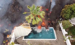 Imagen aérea de la lava del volcán a 20 de septiembre de 2021, en La Palma, Santa Cruz de Tenerife.