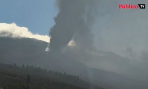 Así es la densa nube que la erupción volcánica ha provocado en el valle de Aridane