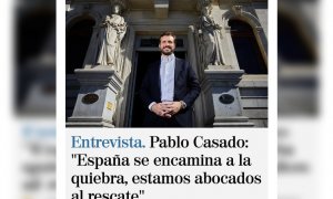 "Nunca una foto tan desafortunada para un titular": críticas a Casado y 'El Mundo' por la polémica portada del periódico