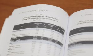Documento del Proyecto de Ley de Presupuestos del Estado de 2022 presentado por la ministra de Hacienda en el Congreso. E.P./Eduardo Parra