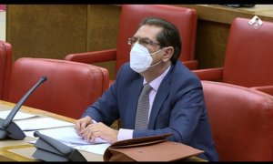 Enrique Arnaldo Alcubilla, candidato por el PP al Tribunal Constitucional, durante su intervención en el Congreso este lunes sobre su idoneidad.