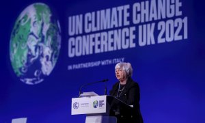 La secretaria del Tesoro de Estados Unidos, Janet Yellen, durante la conferencia sobre el clima COP26 de Glasgow.