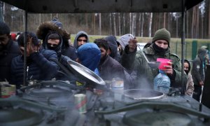 18/11/2021 Centro de transporte y logística cercano a la frontera bielorruso-polaca en la región de Grodno