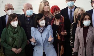 02/12/21. La ministra de Sanidad, Carolina Darias, con los consejeros antes de la reunión del Consejo Interterritorial del Servicio Nacional de Salud.