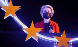 La presidenta de la Comisión Europea, Ursula von der Leyen, este jueves en Bruselas.