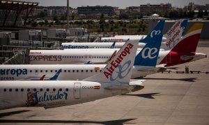 Varios aviones de Air Europa en la terminal T4 del Aeropuerto Adolfo Suárez Madrid-Barajas. E.P./Alejandro Martínez Vélez