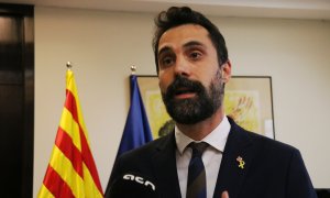 El conseller d'Empresa i Treball, Roger Torrent, durant les declaracions a l'ACN.